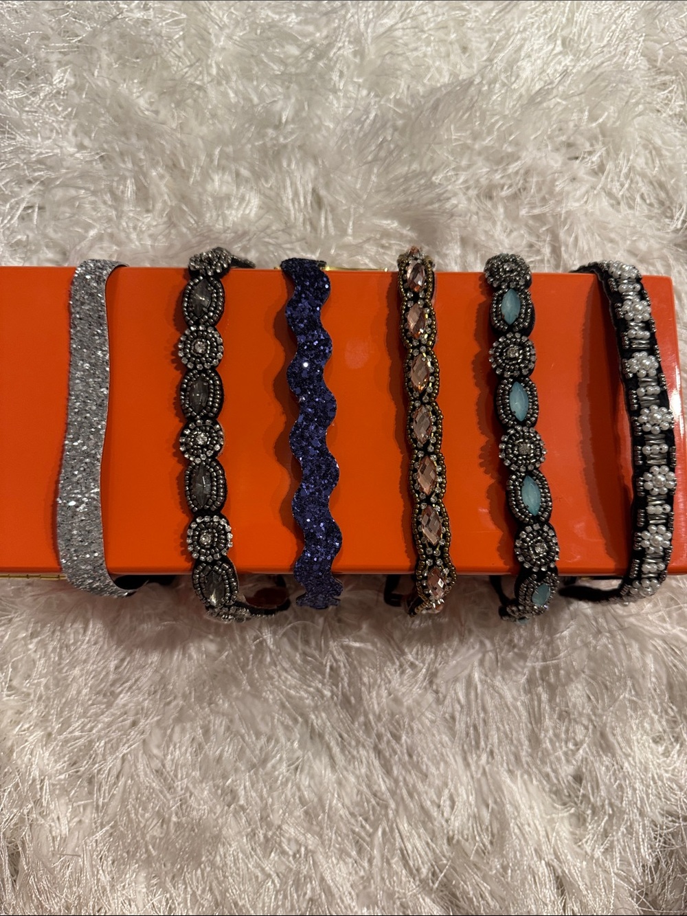 Set of Women's Decorative Hairbands in Silver, Black, Blue, Pink, Turquoise